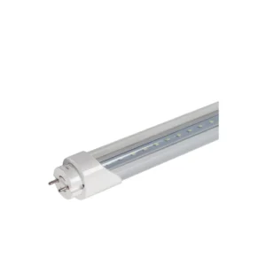 Aluminium and PC T8 LED tube with G13 pins on a white background