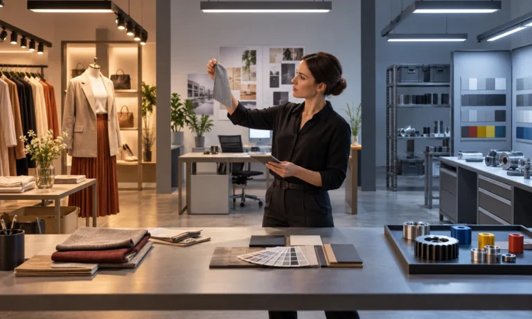 Lighting specialist comparing materials across retail office and industrial settings