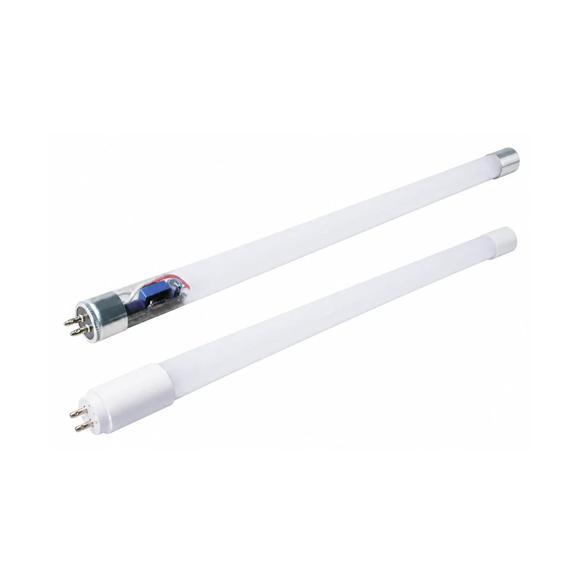 T5 and T6 internal-driver LED tubes on white background