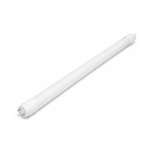 T8 LED tube with white G13 end cap on white background