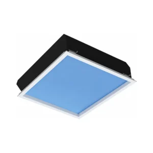 Square recessed artificial skylight module on white background