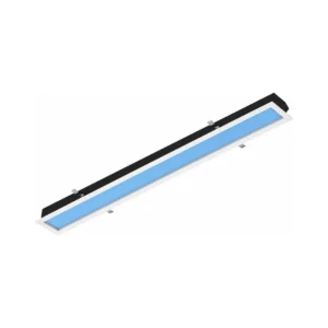 Linear recessed artificial skylight module on white background