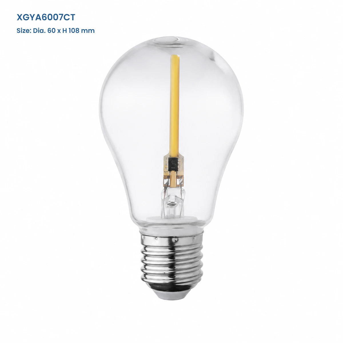 A60 PC flash string light bulb model XGYA6007CT, 60 x 108 mm