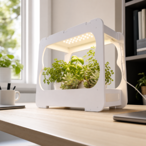 Desktop LED Growing Fixture in a realistic application setting