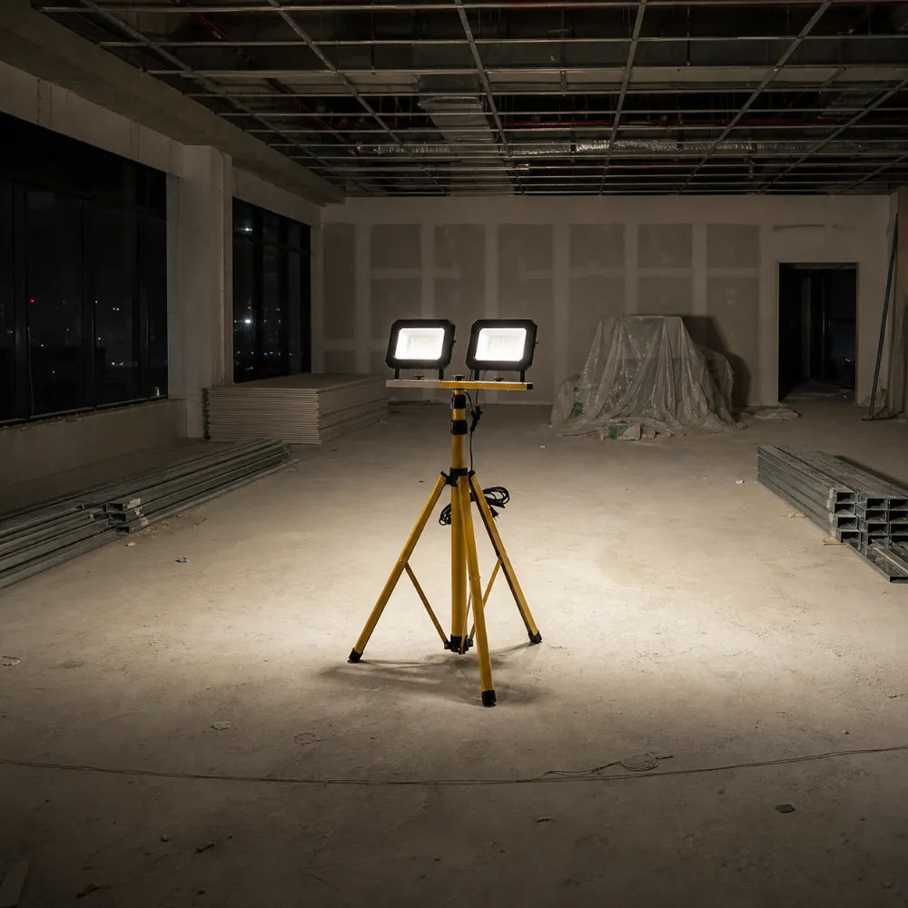 Dual-Head LED Flood Light Tripod in a realistic application