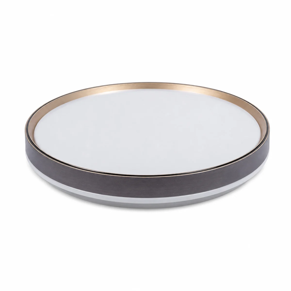 Silver decorative ring finish for the round metal-base LED ceiling light