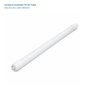Europe & Australia T8 LED Tube, Dia. 26 x L 590-1500 mm, complete T8 tube view