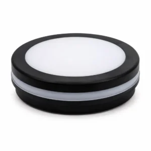 HY09 round IP65 PP surface-mounted ceiling light in black finish