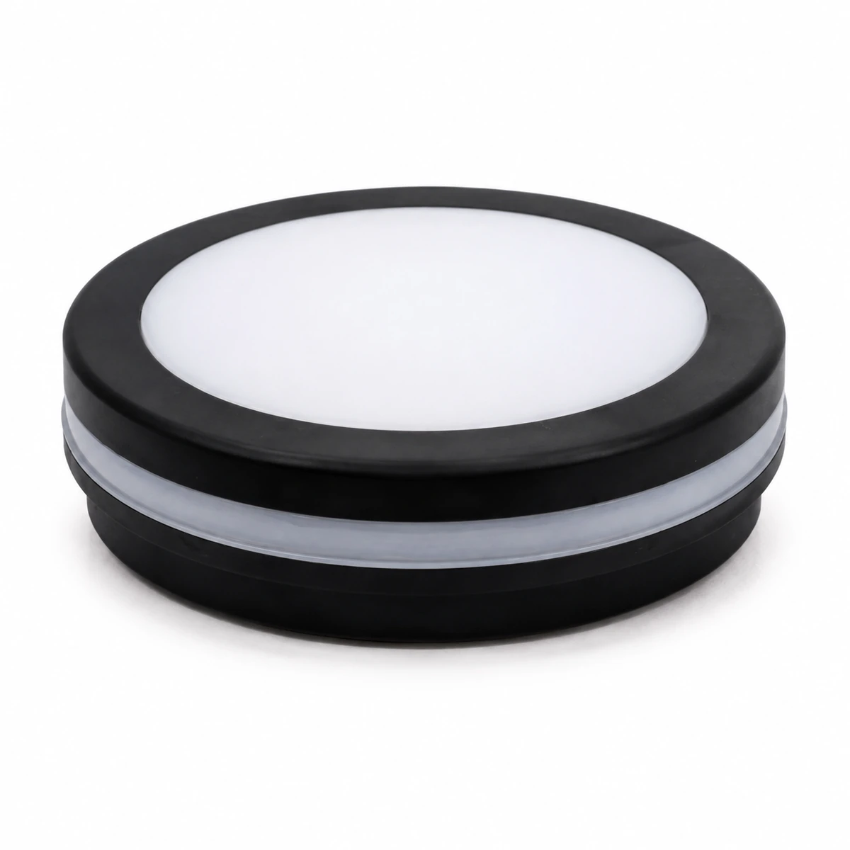 HY09 round IP65 PP surface-mounted ceiling light in black finish