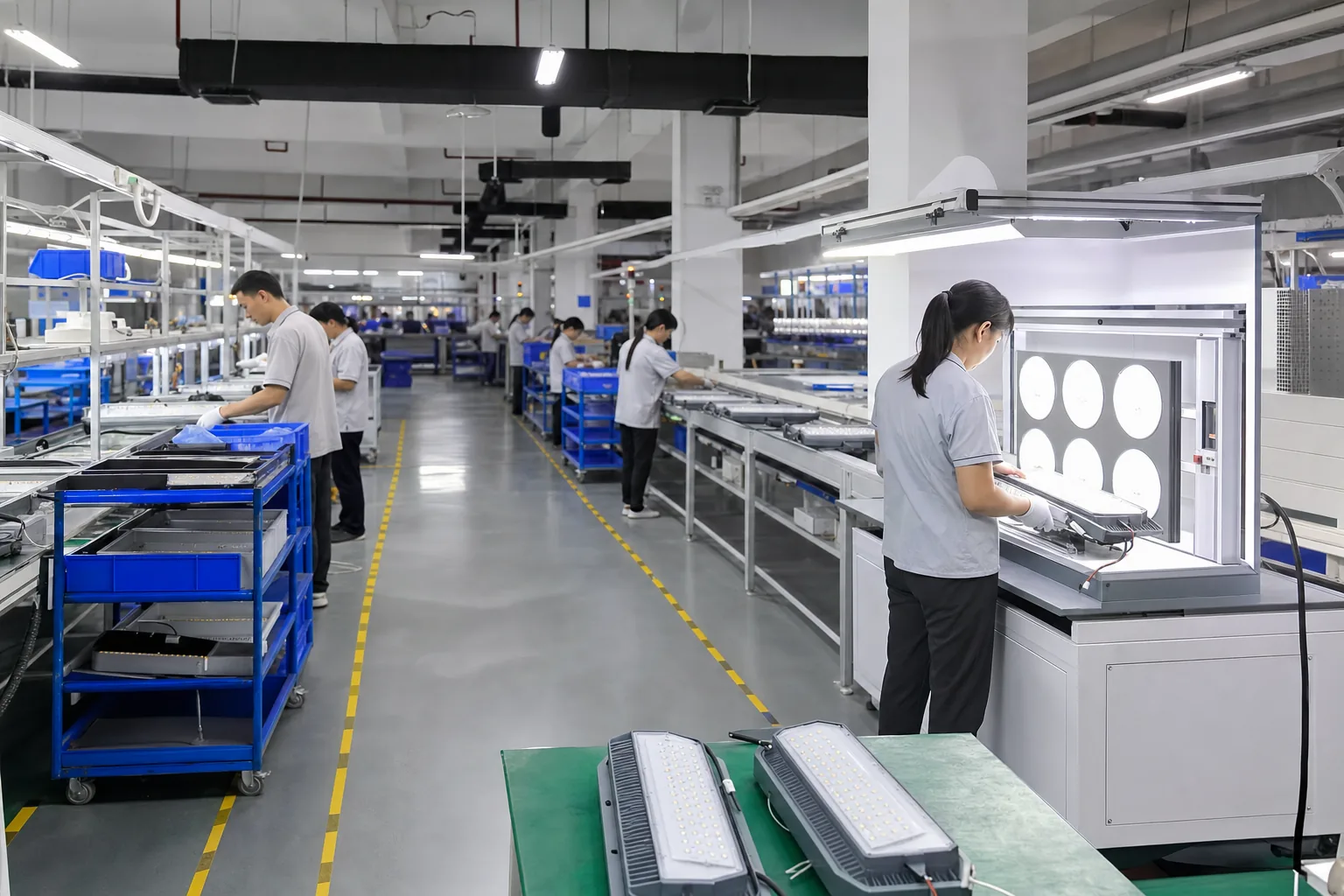 LED industrial lighting assembly and quality inspection area