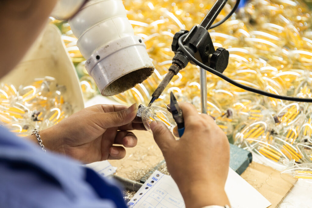 LED driver mounting and assembly process at the New Lights factory