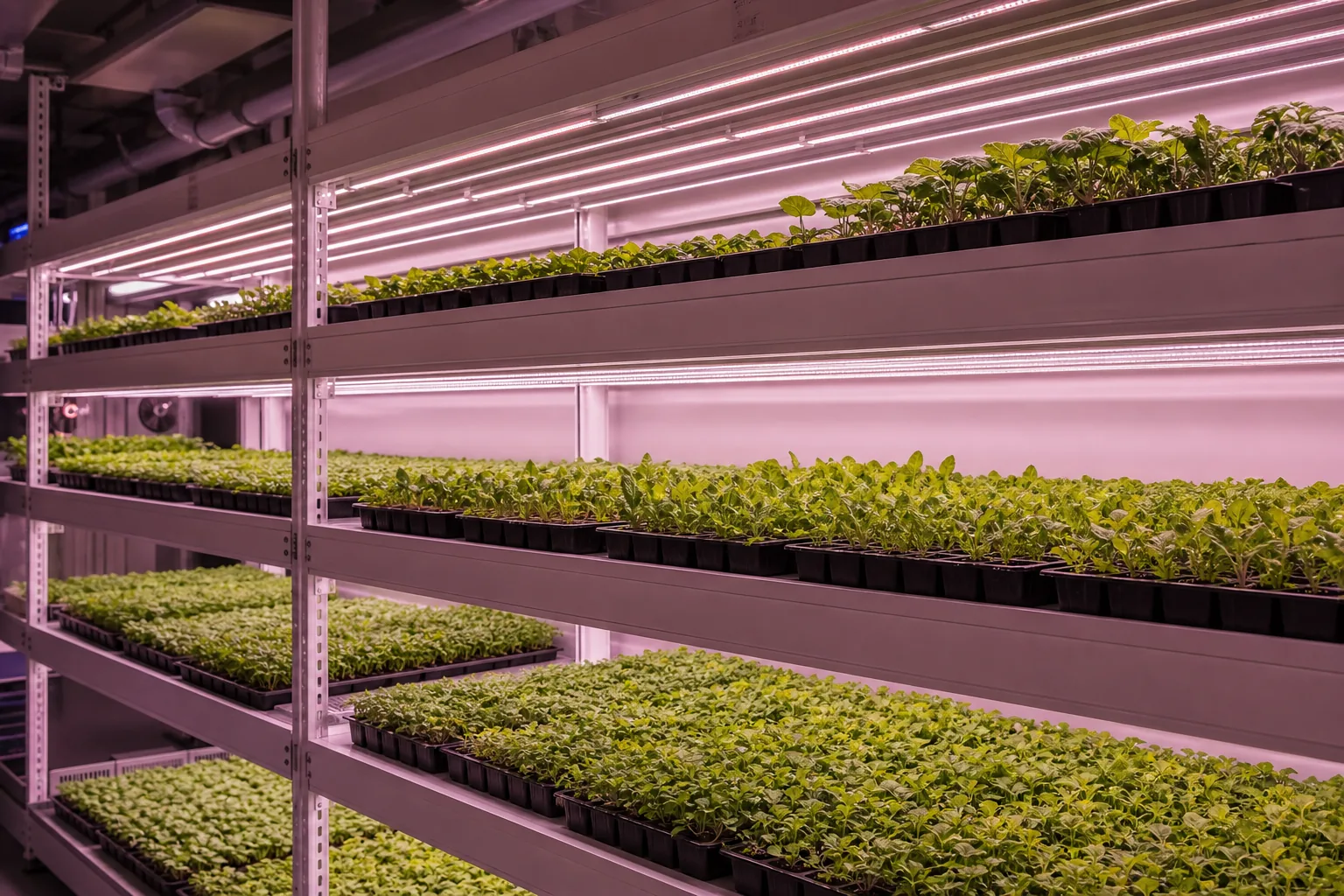 Multi-layer propagation racks with low-profile linear grow lights