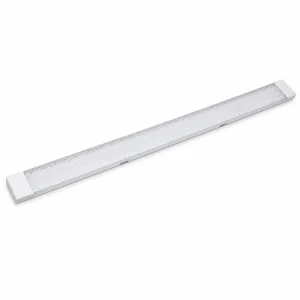 Surface-mounted prism lens LED linear batten with metal body and white PC end caps