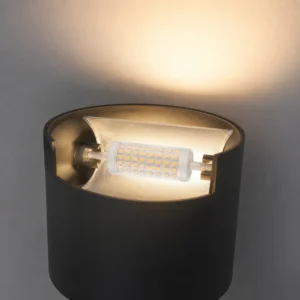 R7S LED linear lamp installed horizontally in an indoor wall uplighter