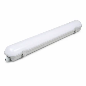 Integrated SMD LED tri-proof fixture with sealed white housing, opal diffuser, side clips and cable entry