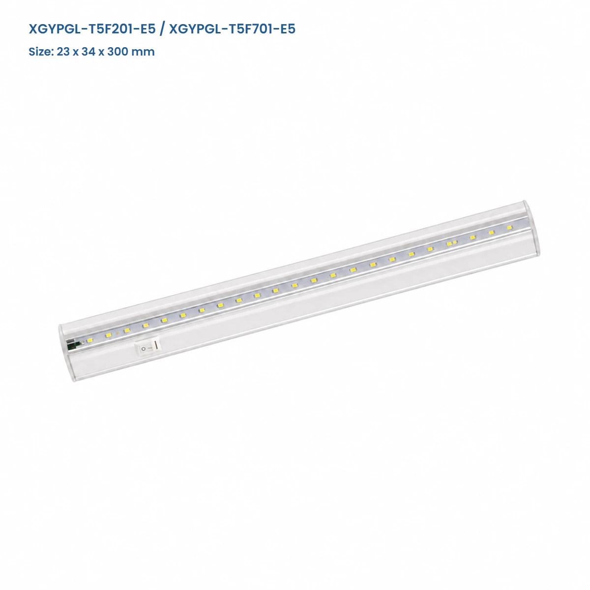 T5 integrated LED grow light models XGYPGL-T5F201-E5 and XGYPGL-T5F701-E5, 23 x 34 x 300 mm
