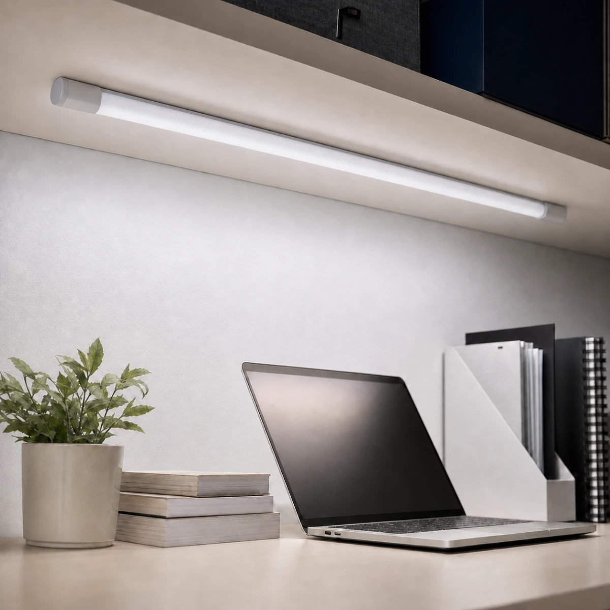 T5/T6 internal-driver LED tube installed in office task lighting