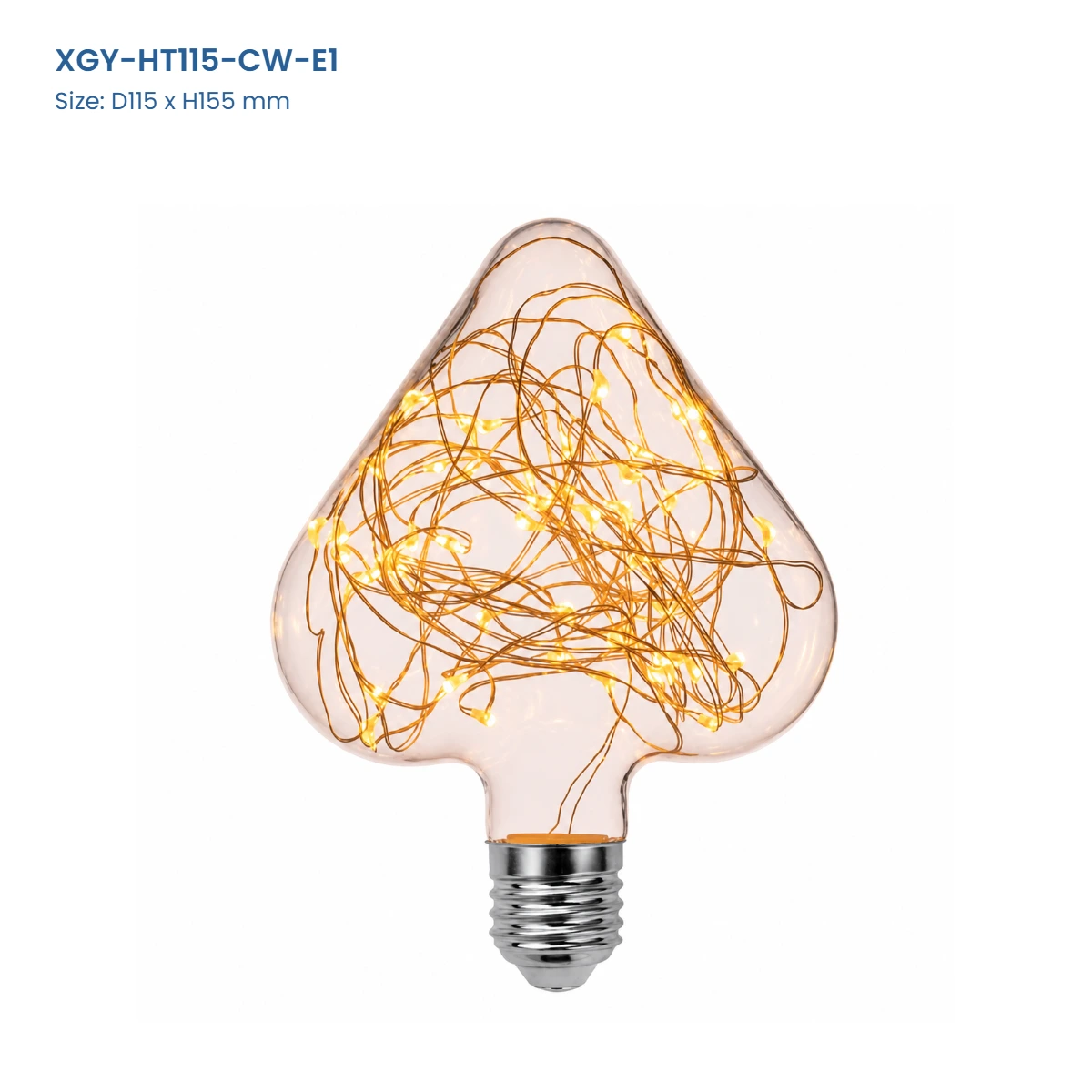 HT115 copper-wire decorative LED bulb model XGY-HT115-CW-E1, D115 x H155 mm