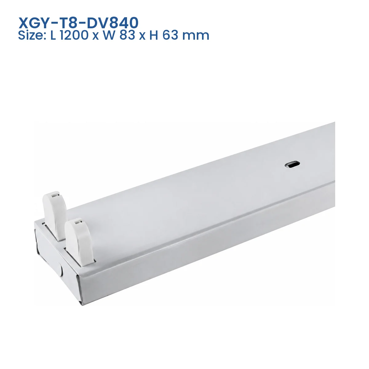 XGY-T8-DV840 T8 tube fixture model, Size L 1200 x W 83 x H 63 mm