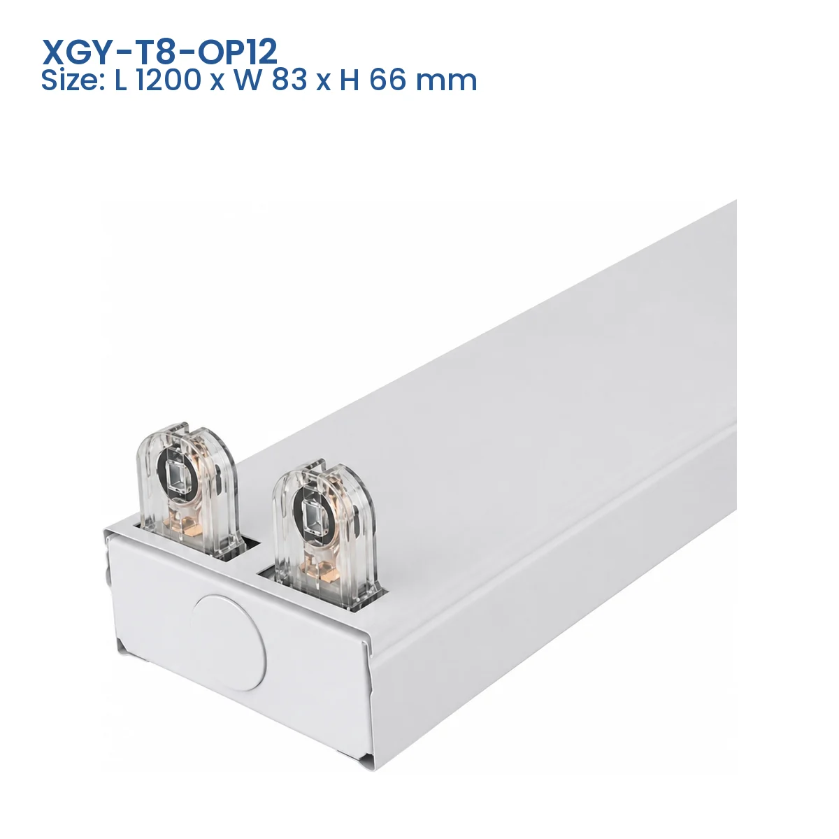 XGY-T8-OP12 T8 tube fixture model, Size L 1200 x W 83 x H 66 mm