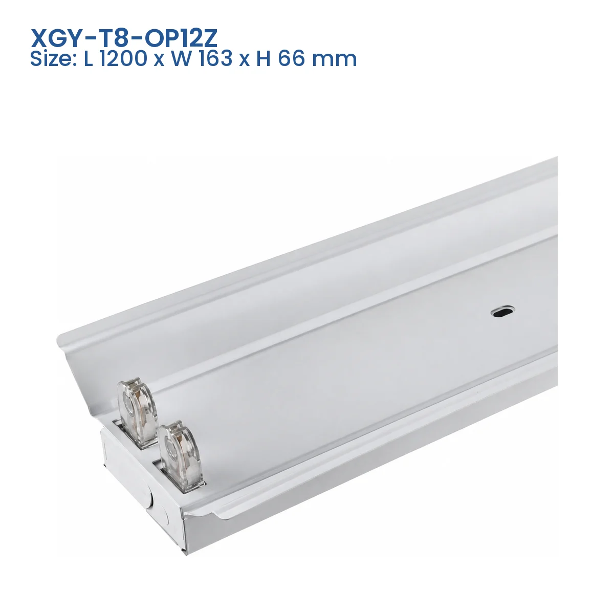XGY-T8-OP12Z T8 tube fixture model, Size L 1200 x W 163 x H 66 mm