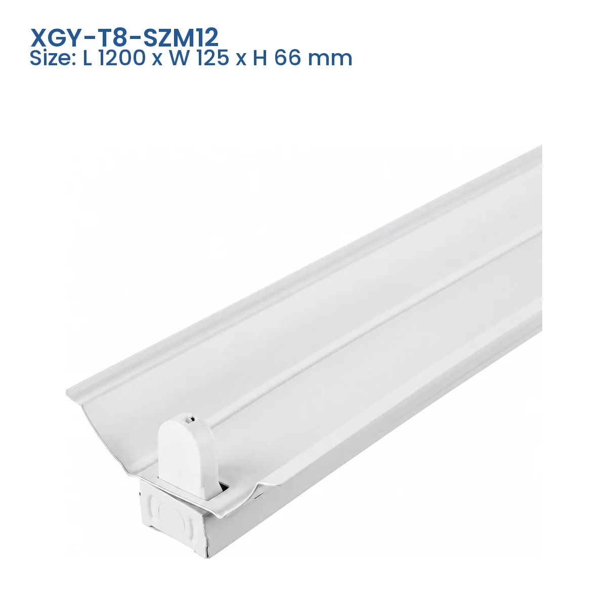 XGY-T8-SZM12 T8 tube fixture model, Size L 1200 x W 125 x H 66 mm