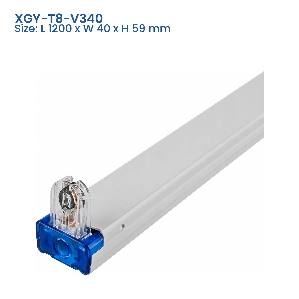 XGY-T8-V340 T8 tube fixture model, Size L 1200 x W 40 x H 59 mm
