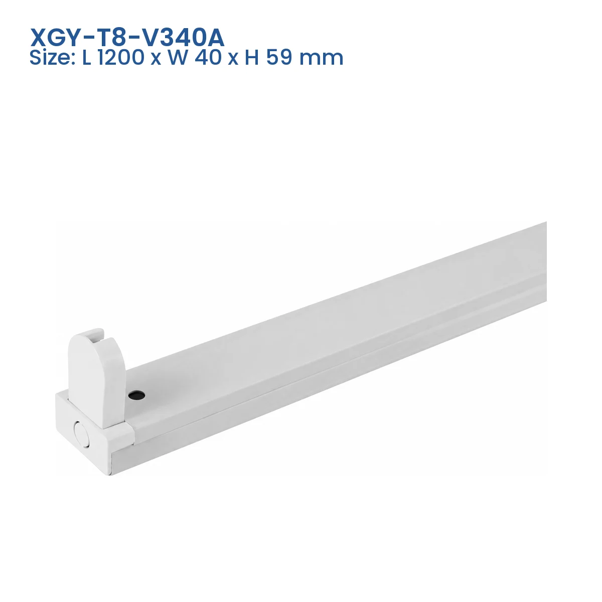 XGY-T8-V340A T8 tube fixture model, Size L 1200 x W 40 x H 59 mm
