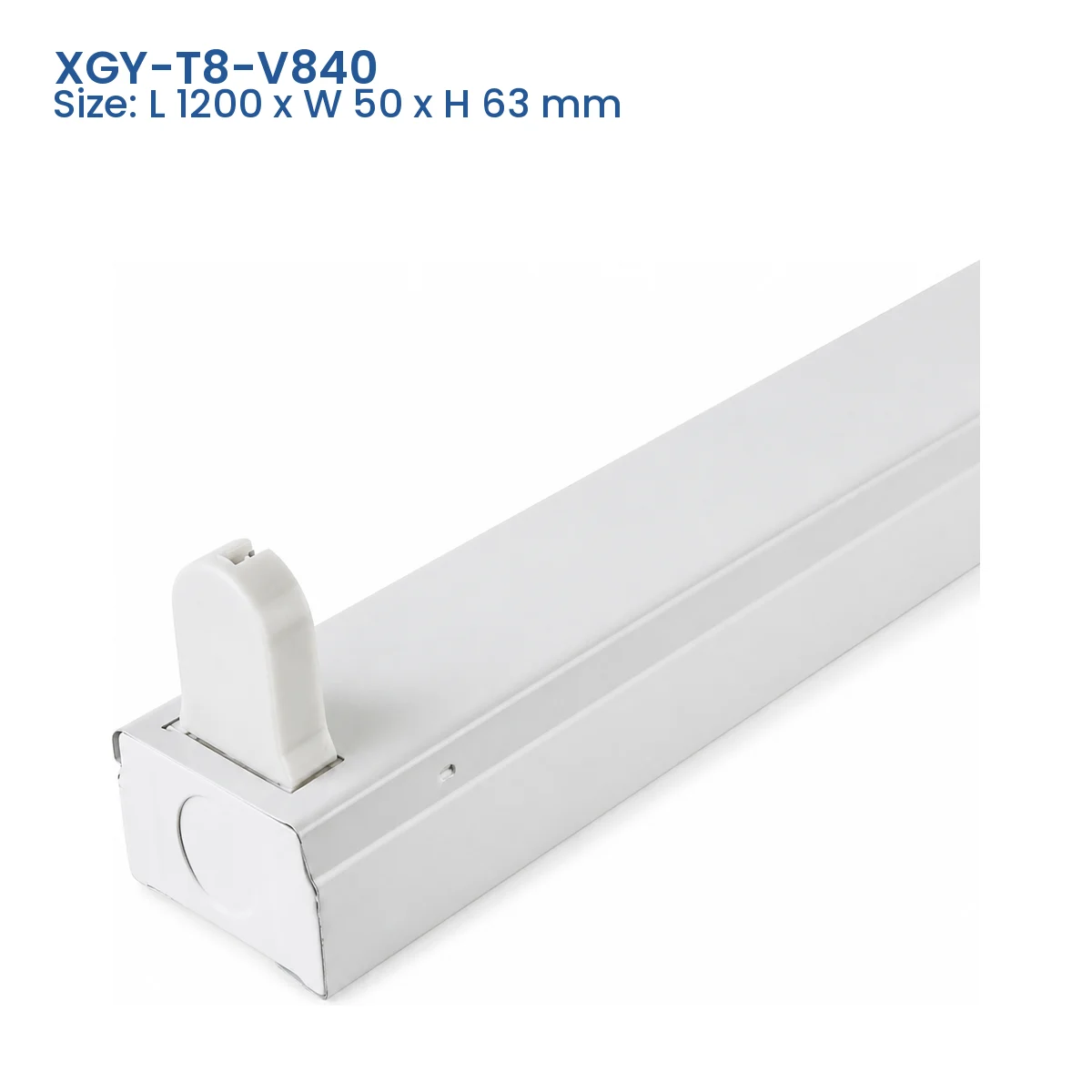 XGY-T8-V840 T8 tube fixture model, Size L 1200 x W 50 x H 63 mm