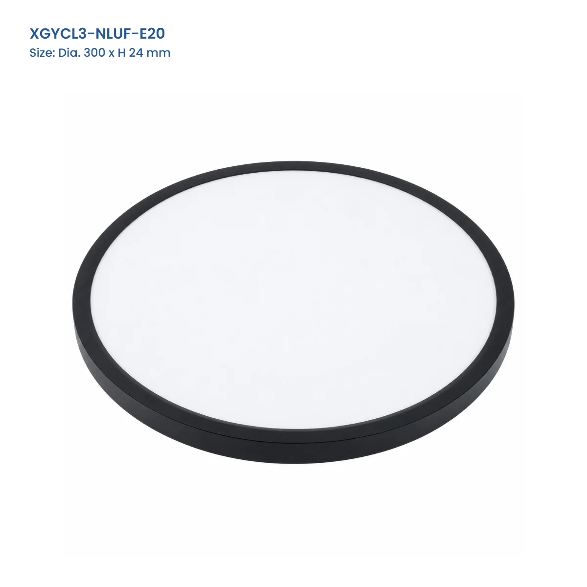 XGYCL3-NLUF-E20 ultra-slim plastic flush-mount ceiling light, 300 mm diameter by 24 mm