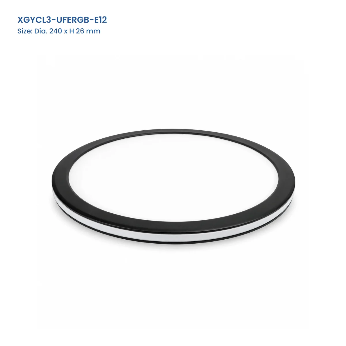 XGYCL3-UFERGB-E12 edge RGB flush-mount ceiling light, 240 mm diameter by 26 mm