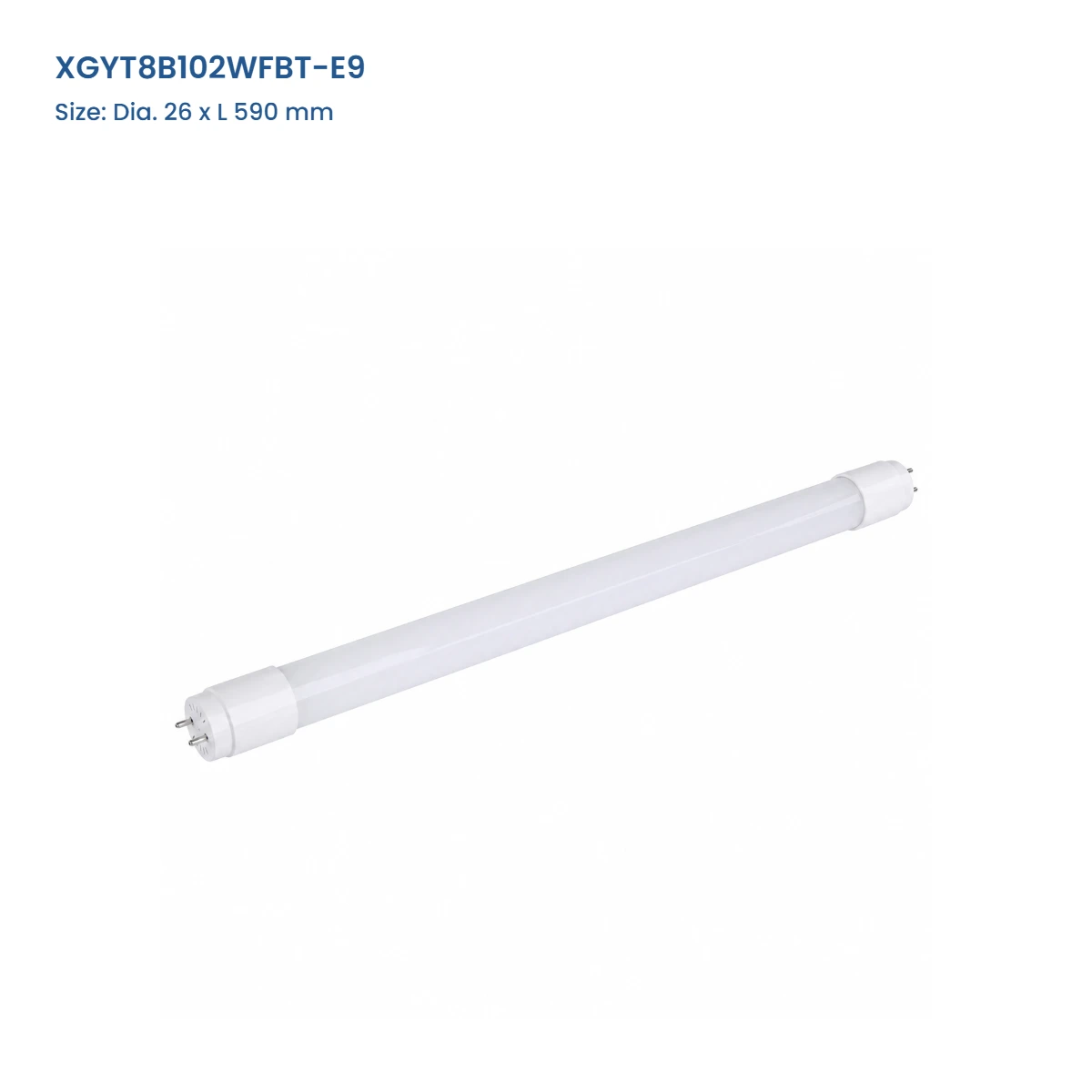 XGYT8B102WFBT-E9 smart T8 LED tube, 26 mm diameter by 590 mm long