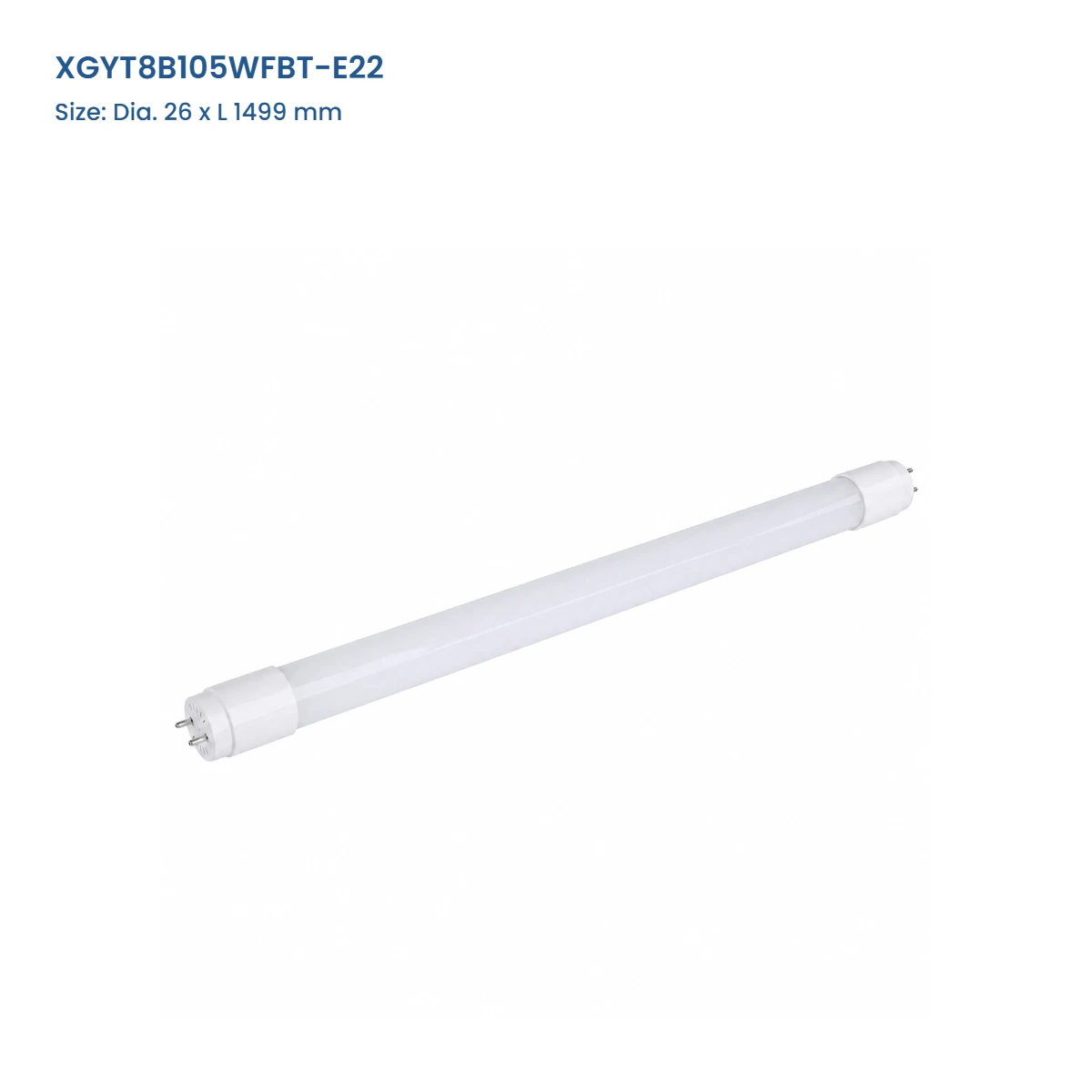 XGYT8B105WFBT-E22 smart T8 LED tube, 26 mm diameter by 1499 mm long