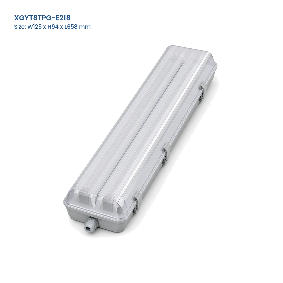 XGYT8TPG-E218 replaceable-tube tri-proof fixture housing, W125 x H94 x L658 mm