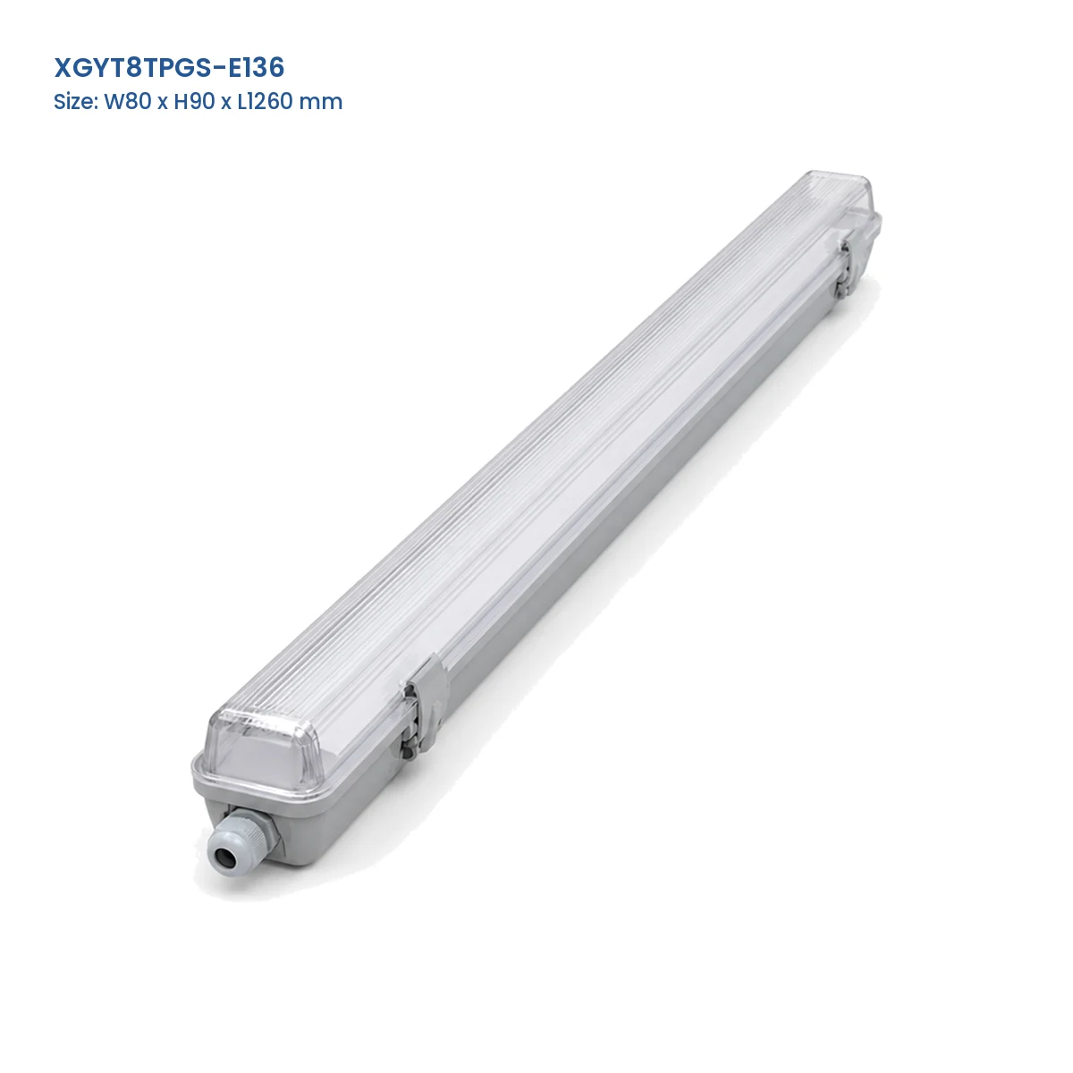 XGYT8TPGS-E136 replaceable-tube tri-proof fixture housing, W80 x H90 x L1260 mm