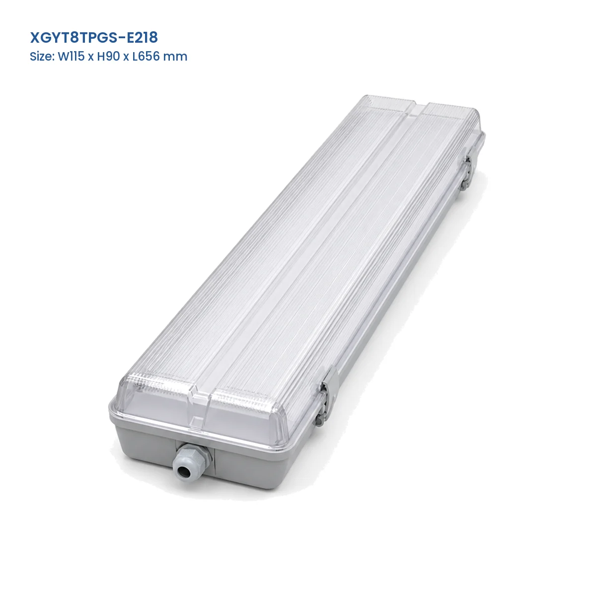 XGYT8TPGS-E218 replaceable-tube tri-proof fixture housing, W115 x H90 x L656 mm
