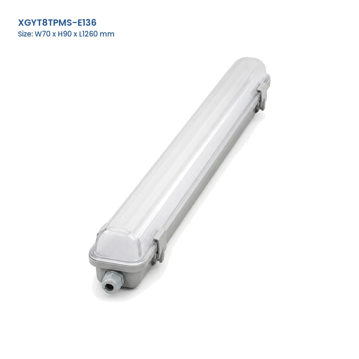 XGYT8TPMS-E136 replaceable-tube tri-proof fixture housing, W70 x H90 x L1260 mm