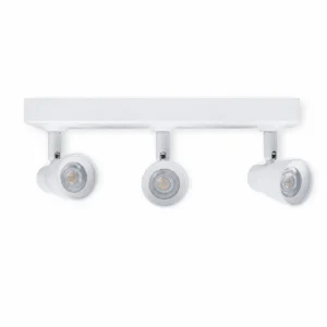 White three-head LED triospot with rectangular ceiling base