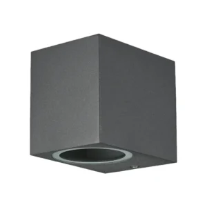 Compact dark grey GU10 wall light housing on white background