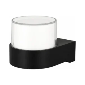 Black geometric diffuser LED wall light on white background