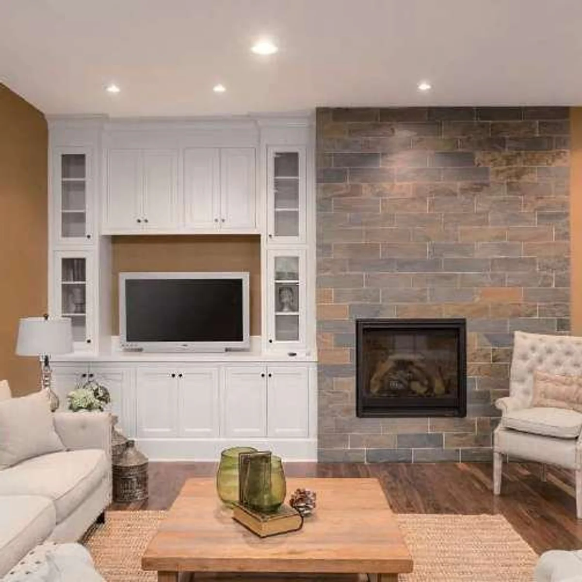 ITFT01 adjustable recessed LED downlights installed flush in an indoor living room ceiling
