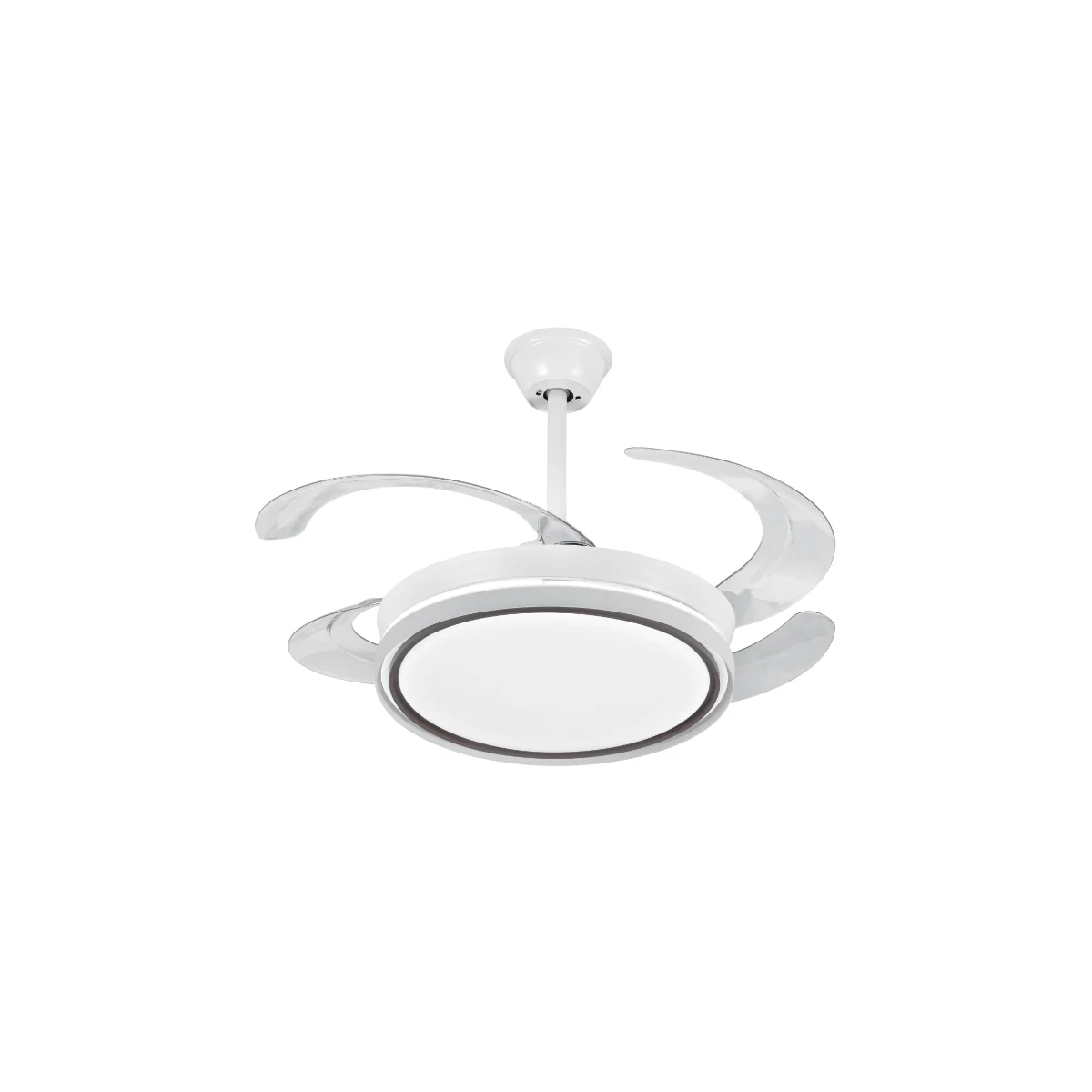 Ceiling-mount LED fan light with white collapsible blades