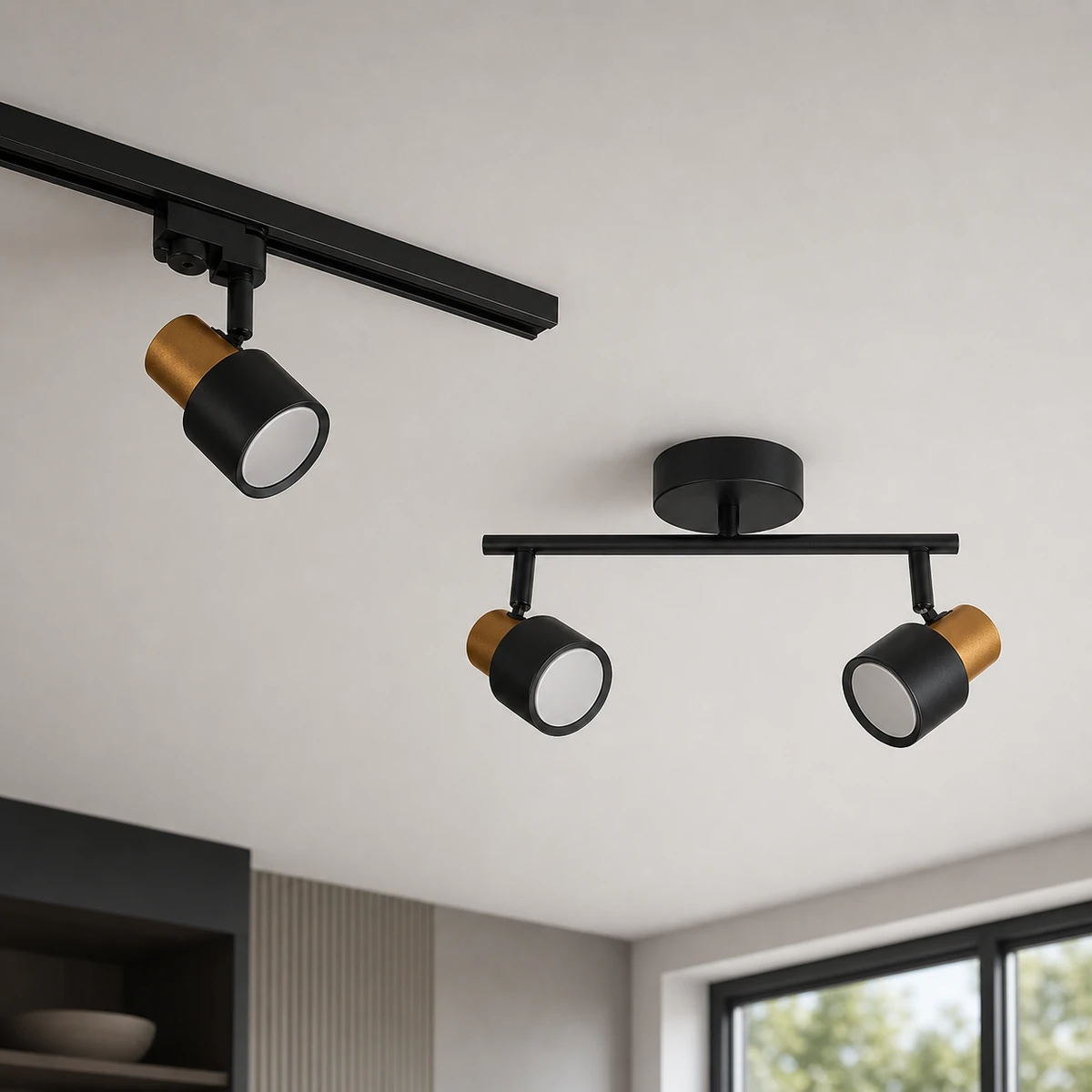 CK005 spotlight housings installed in a dry indoor ceiling setting