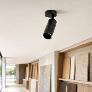 CK023R-1 surface-mounted spotlight housing installed on a dry indoor showroom ceiling