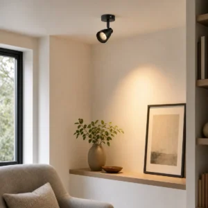 CSL-CB1H single-head integrated LED spotlight mounted on a dry indoor ceiling above a reading display