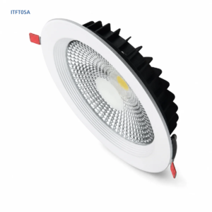 ITFT05A fixed recessed die-cast LED downlight with white trim and reflector