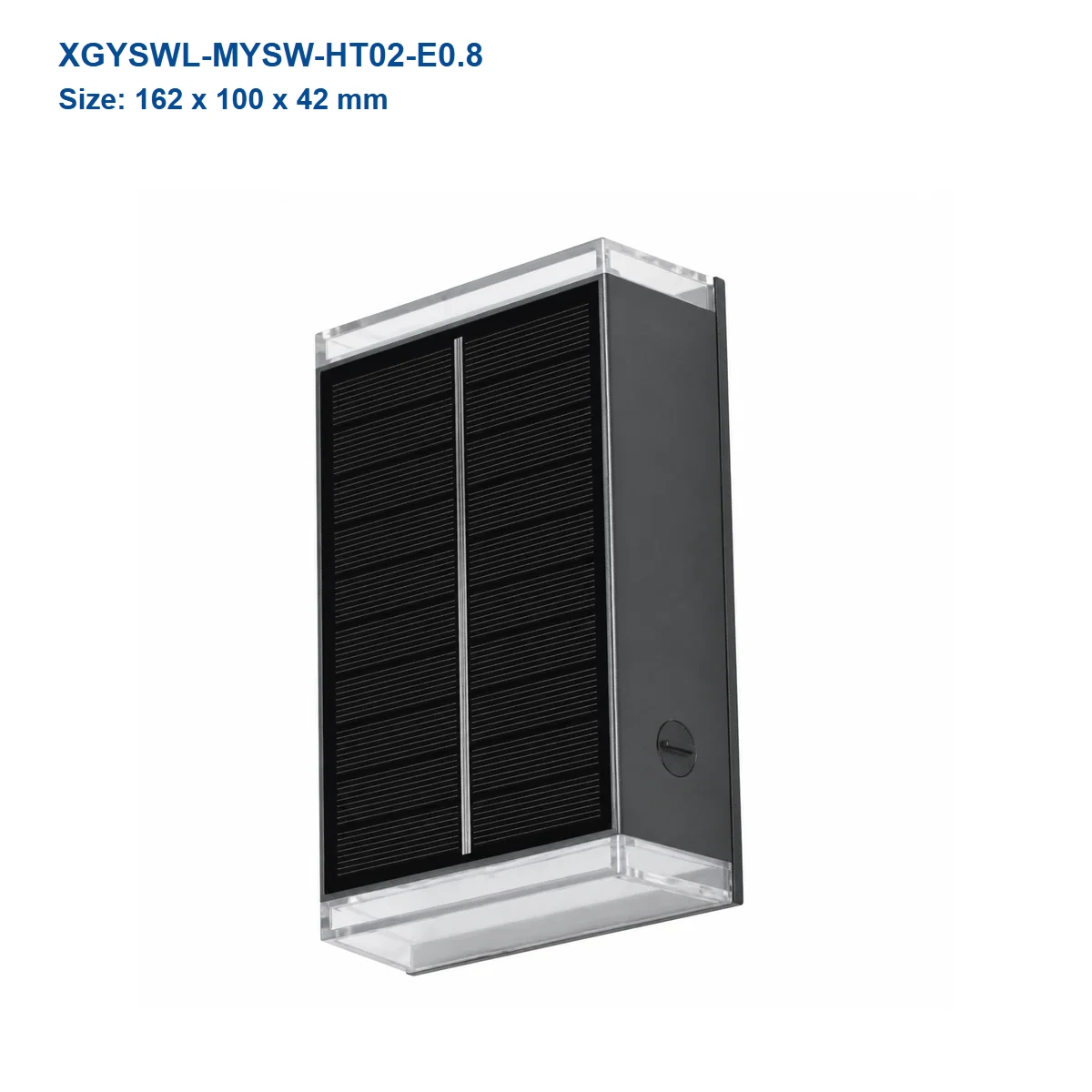XGYSWL-MYSW-HT02-E0.8 vertical solar wall light, 162 x 100 x 42 mm