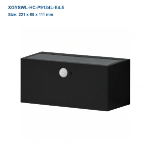 XGYSWL-HC-P9134L-E4.5 extended aluminium solar wall light, 221 x 85 x 111 mm