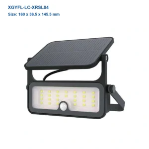 XGYFL-LC-XRSL04 integrated solar flood light, 160 x 36.5 x 145.5 mm