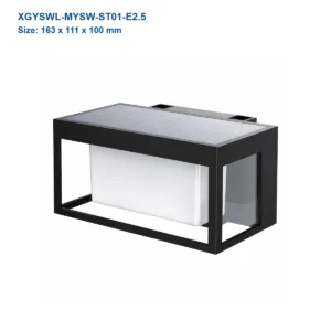 XGYSWL-MYSW-ST01-E2.5 open-frame solar wall light, 163 x 111 x 100 mm